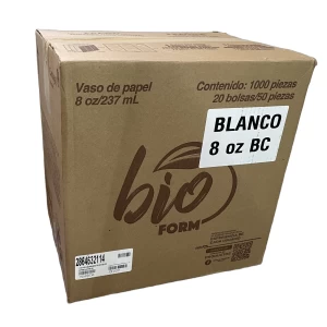 Vaso de papel para bebidas calientes 8 oz. 1000 unidades