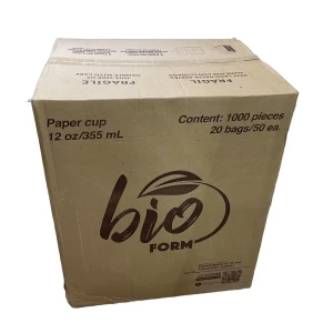 Vaso de papel para bebidas calientes 12 oz. 1000 unidades