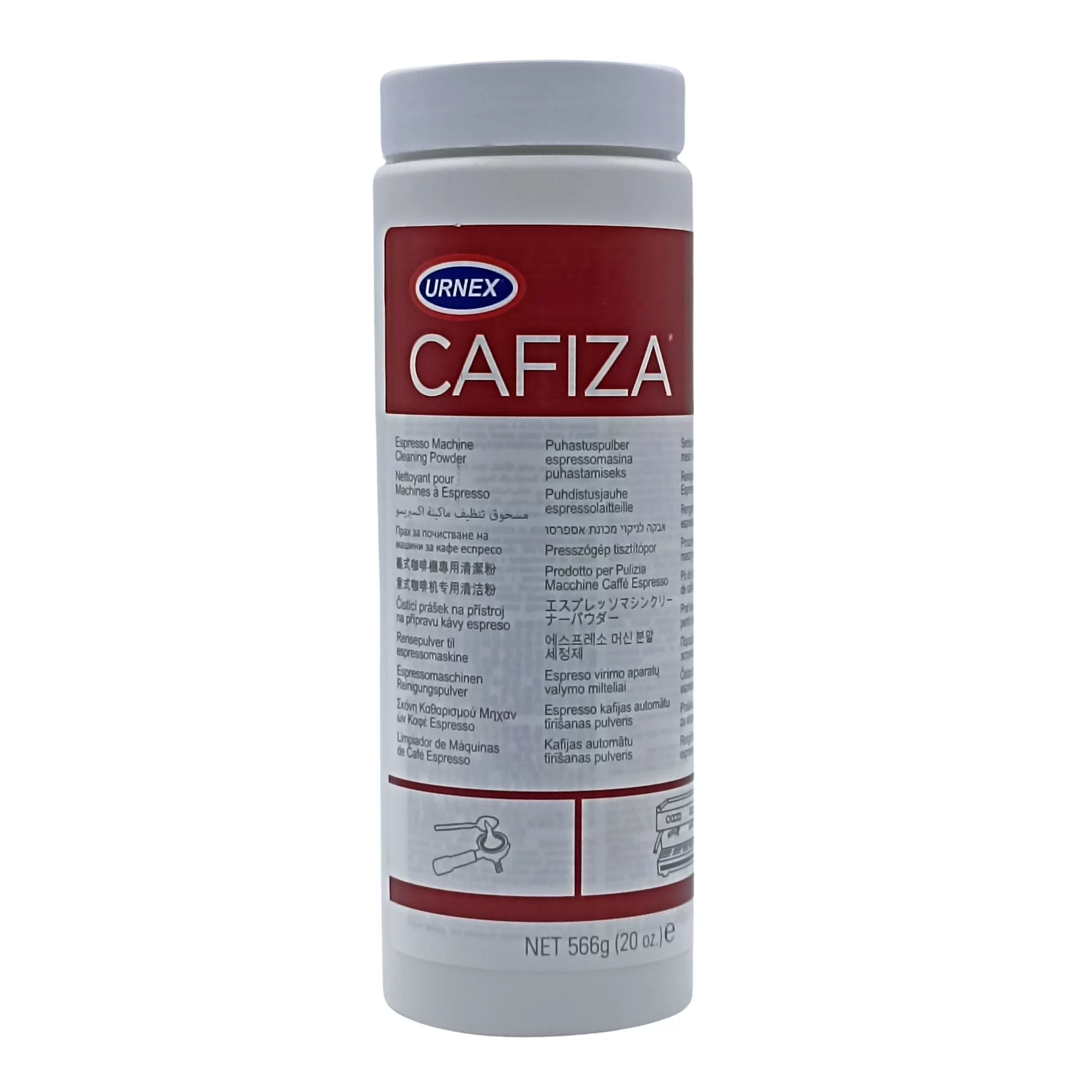 Polvo limpiador Cafiza. Bote de 566 gr